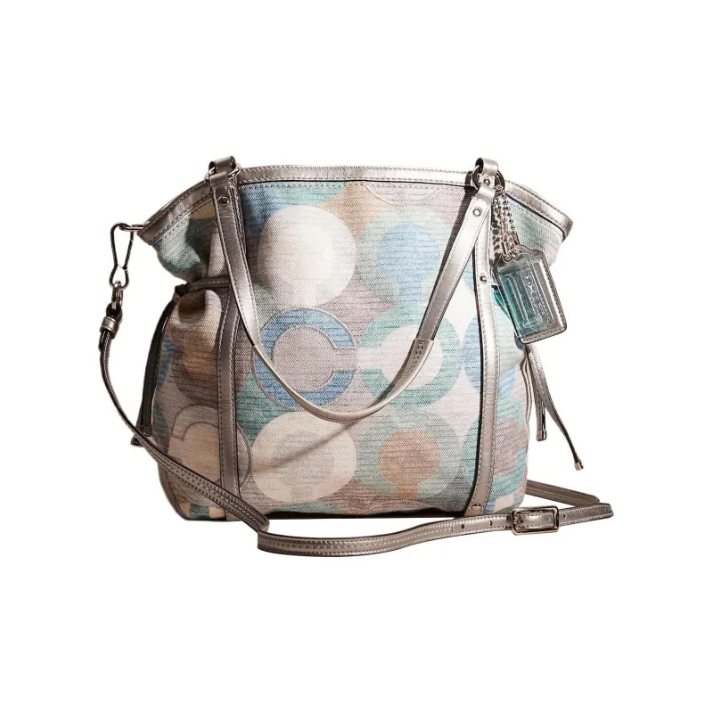 COACH AUDREY Cotton Blend Tote Bag Shopping Bag Shoulder Bag Handbag Large Size Women's Multicolor-0