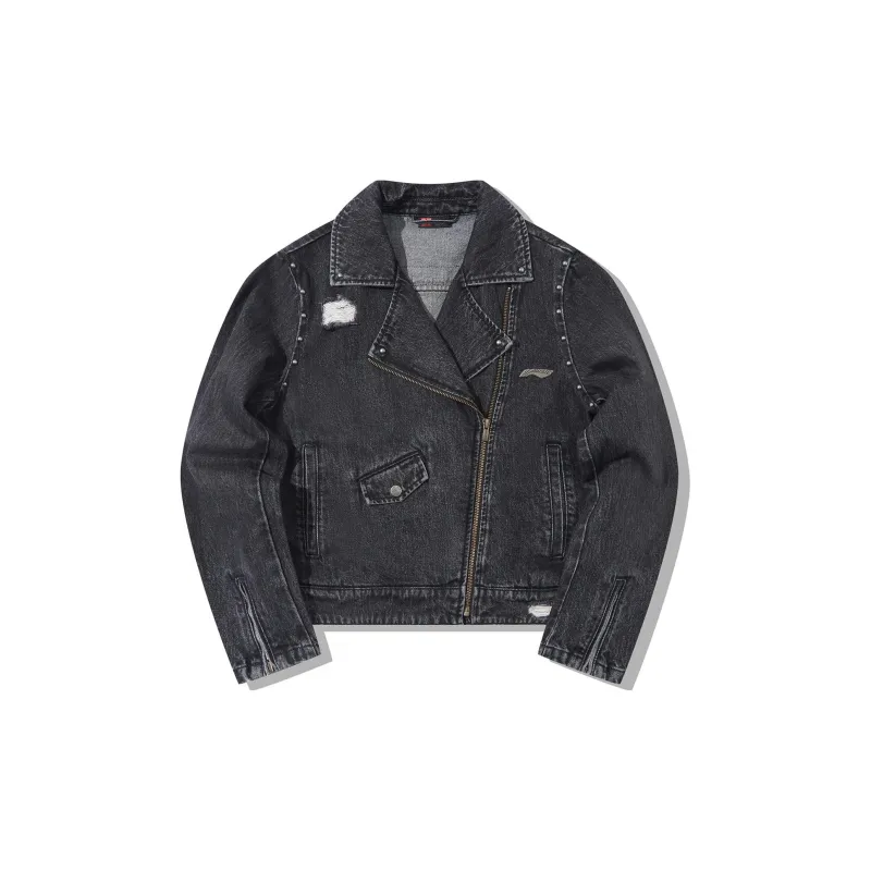 Pleasures X LiNing Denim Jackets Women's Denim Black-1