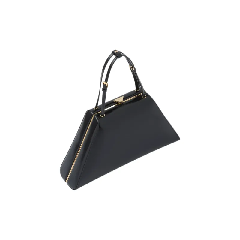 PRADA Leather One Shoulder Handbags Medium Size Women's Black-3
