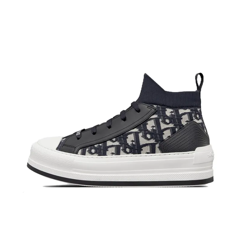 DIOR Walk'n'Dior Mid-Top Skateboard Shoes Women's Black White-0