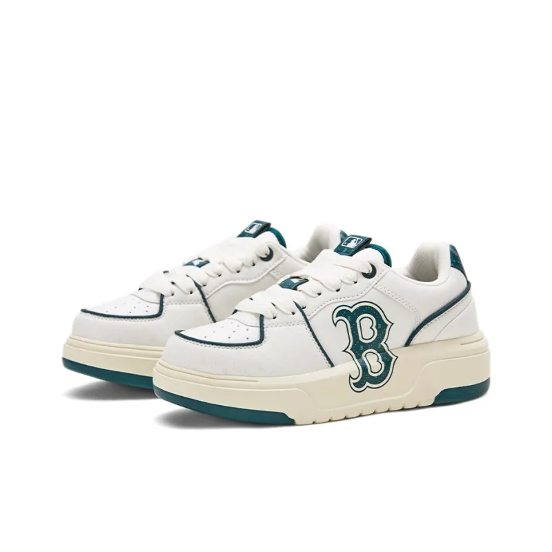 MLB Chunky Liner Low Top Skateboard Shoes Unisex Beige Green-2