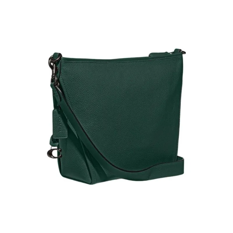 COACH Dufflette Polished Pebbled Leather Shoulder Bag Crossbody Bag Small Size Women's Green-1