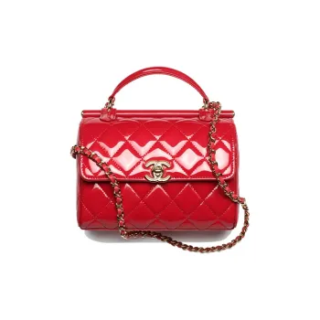 CHANEL Calf Patent Leather Shoulder Bag, Crossbody Bag, Handbag Trumpets Women's Red