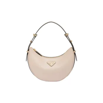 PRADA Arque Leather Shoulder Bag Women's Flesh Pink