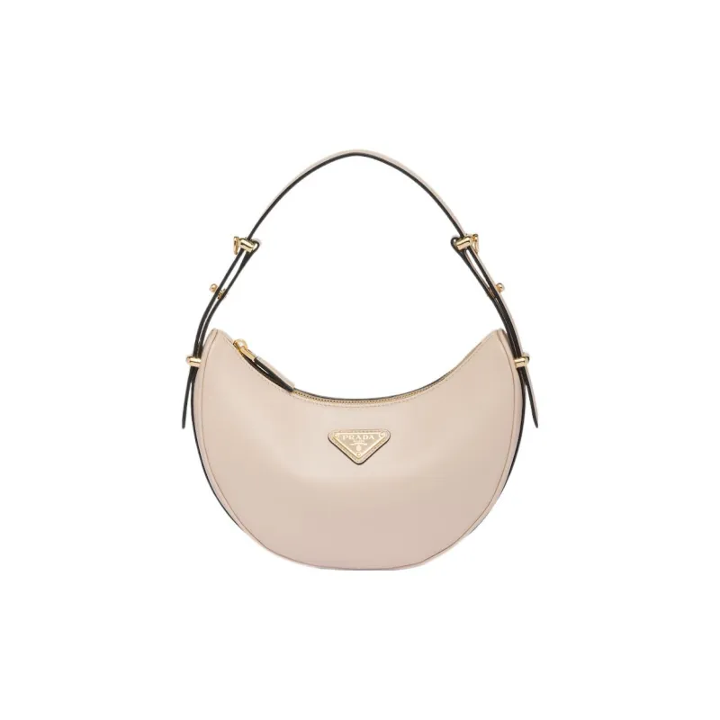 PRADA Arque Leather Shoulder Bag Women's Flesh Pink-0