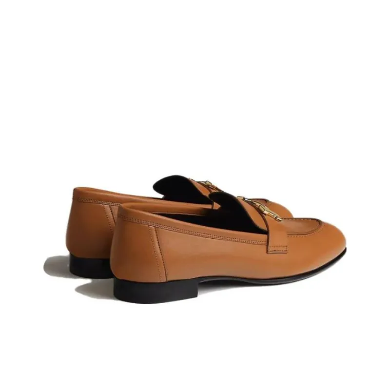 HERMES Paris Loafers Women's Brown-4