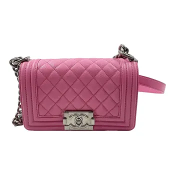CHANEL Leboy Grain Embossed Cow Leather Flap Bag, Crossbody Bag, Shoulder Bag Trumpets Women's Pink