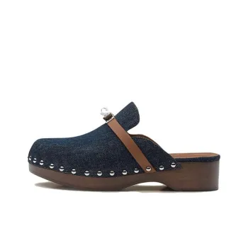 HERMES Carlotta Wrap-toe Slippers Women's Original Blue