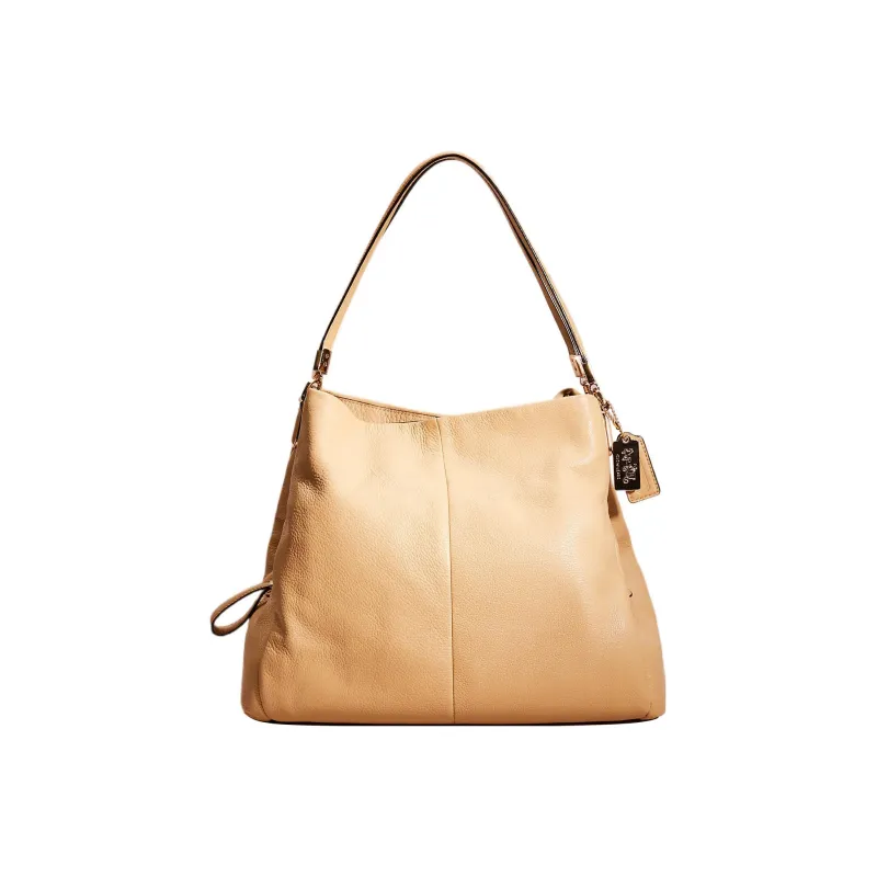COACH Phoebe Leather Hobo Bag Handbag Shoulder Bag Large Size Women's Beige Yellow-0