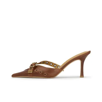 Tony Bianco Rubber Sole Slip-Resistant Wrap-toe Slippers Women's Brown