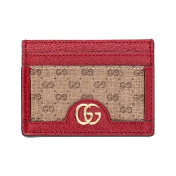 GUCCI Doraemon Collaboration Canvas With Leather Card Holder Unisex Ebony/Red