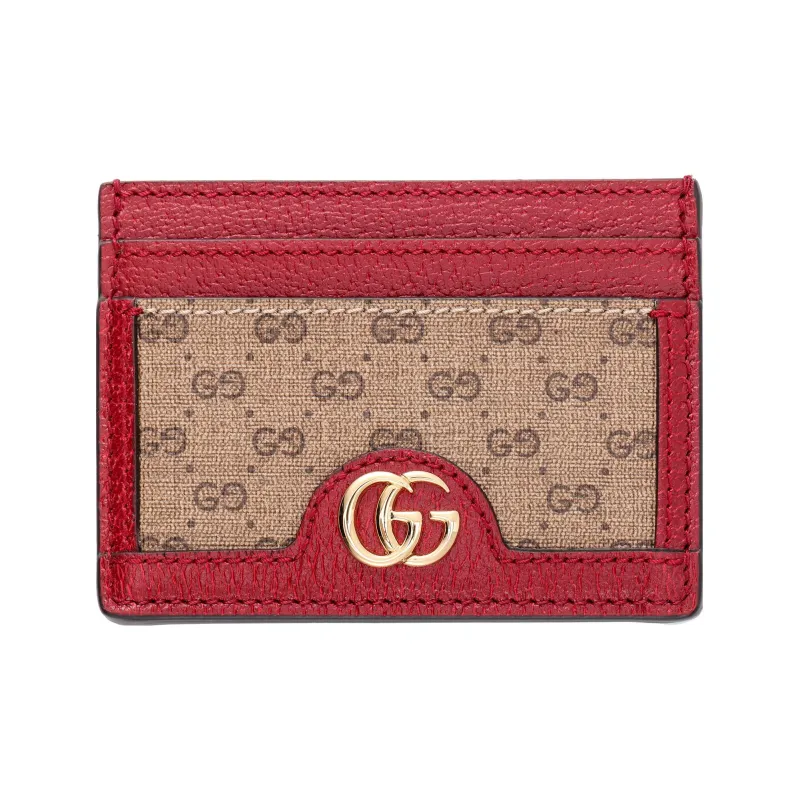 GUCCI Doraemon Collaboration Canvas With Leather Card Holder Unisex Ebony/Red-0
