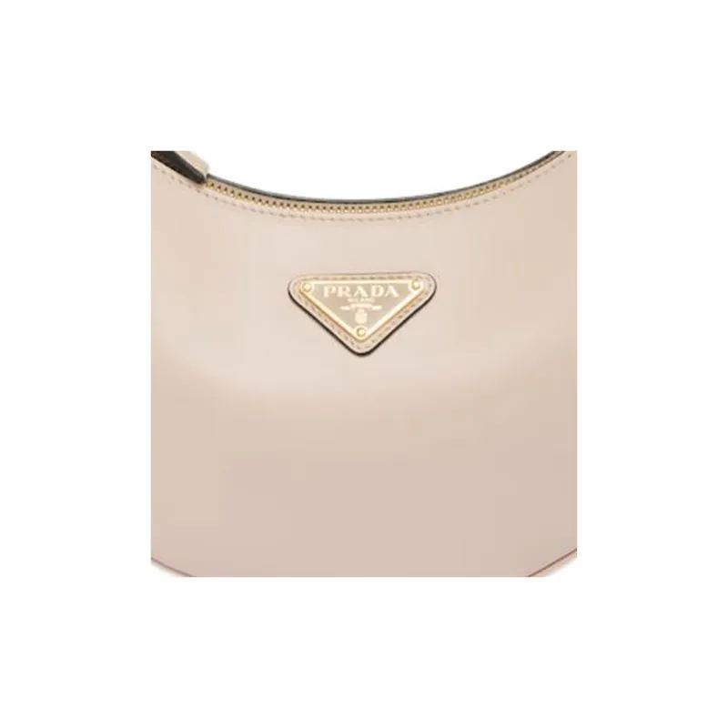 PRADA Arque Leather Shoulder Bag Women's Flesh Pink-5