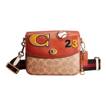 COACH Cassie Canvas With Leather Square Bag Shoulder Bag Crossbody Bag Small Size Women's Brown