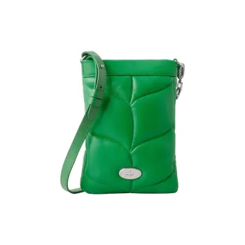 Mulberry Leather One Shoulder Crossbody Cell Phone Pouch Men's Apple Green