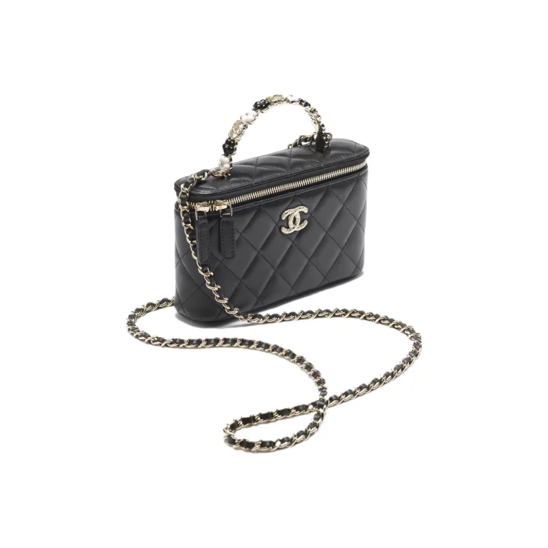 CHANEL Lambskin Cell Phone Pouch, Flap Bag, Shoulder Bag, Crossbody Bag, Handbag Women's Black-1
