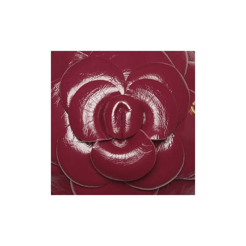 CHANEL Calfskin Camellia Evening Bag, Clutch, Shoulder Bag Women's Burgundy-4