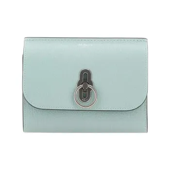 Mulberry Cow Leather Wallet Medium Size Women's Light Blue