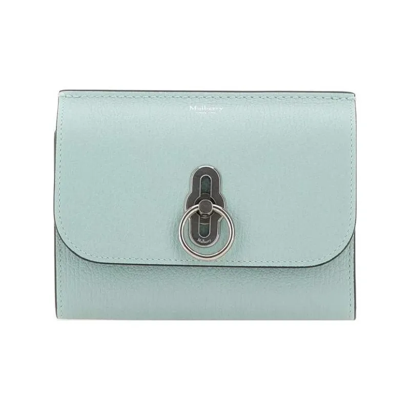 Mulberry Cow Leather Wallet Medium Size Women's Light Blue-0