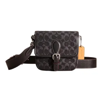 COACH Frankie Denim With Leather Shoulder Bag Crossbody Bag Small Size Men's Black