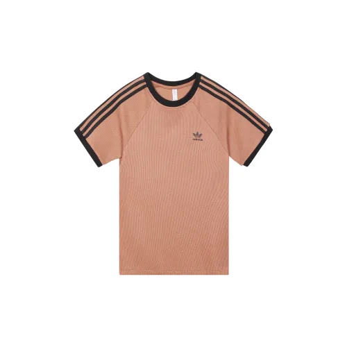 Adidas Originals Classic Three-stripe Series T-Shirts Women's Rock Earth Brown