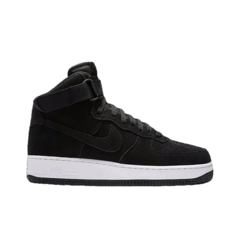 Nike Air Force 1 High '07 Triple Black Suede White-1