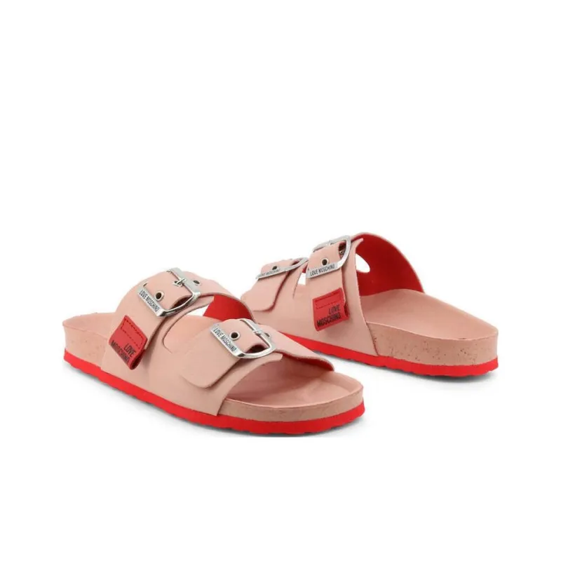 LOVE MOSCHINO Rubber Sole Slide Slippers Women's Pink-2