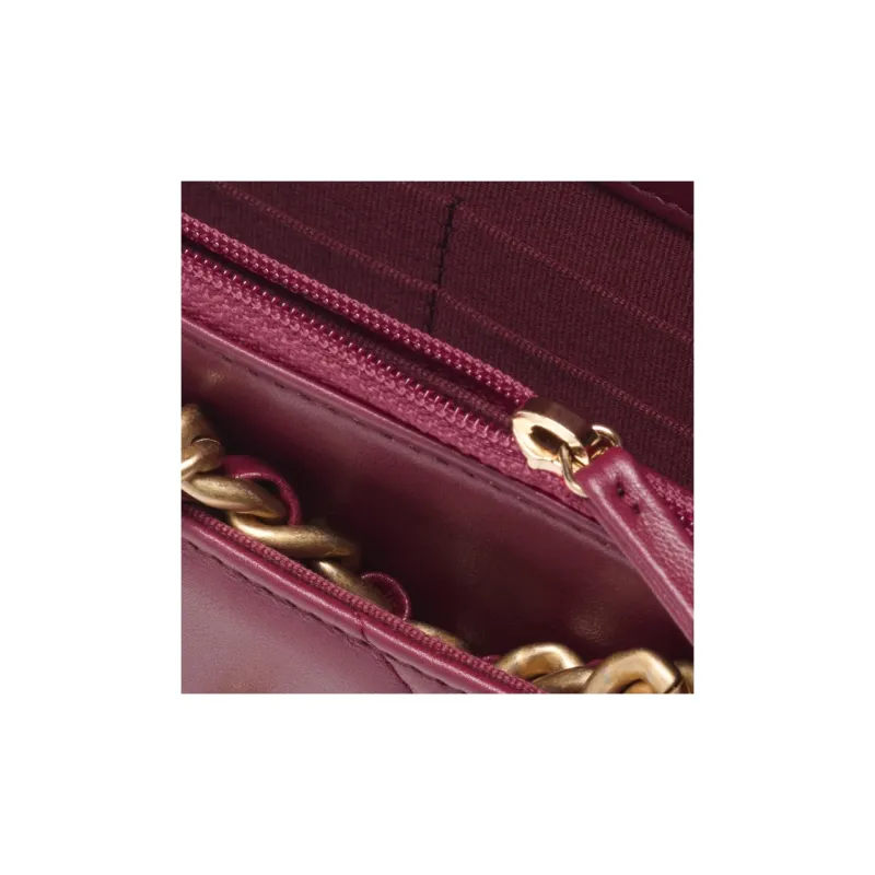 CHANEL 19Bag Bright Color Lambskin Wallet, Shoulder Bag, Crossbody Bag Women's Burgundy-3
