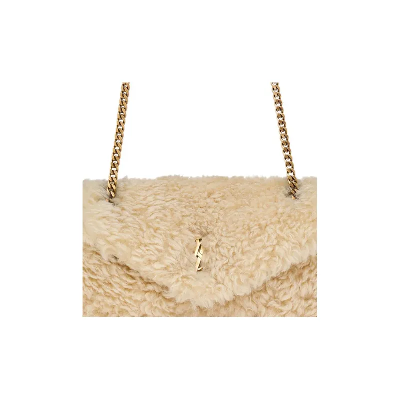 SAINT LAURENT Shearling Shoulder Bag Women's-5