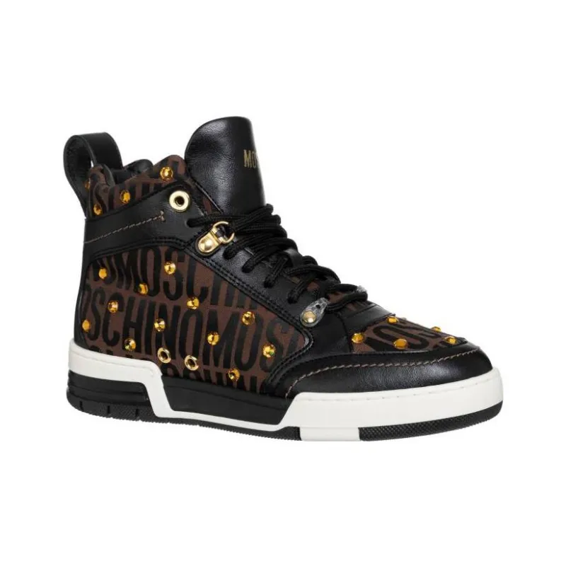 MOSCHINO High-Top Skateboard Shoes Women's Brown-2