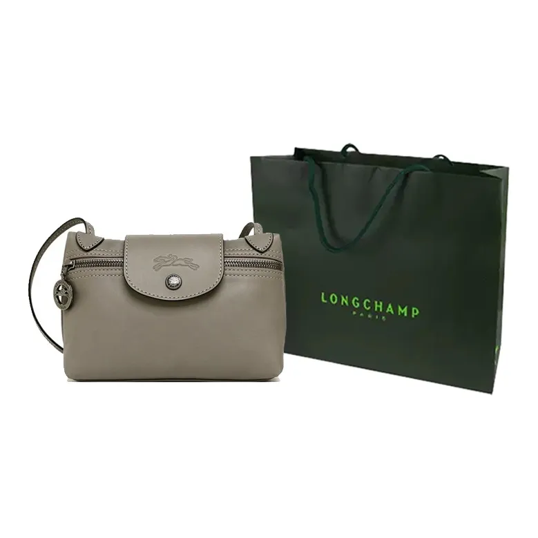 LONGCHAMP Le Pliage Xtra Cow Leather Pochette, Shoulder Bag, Crossbody Bag Women's Dove Color-7