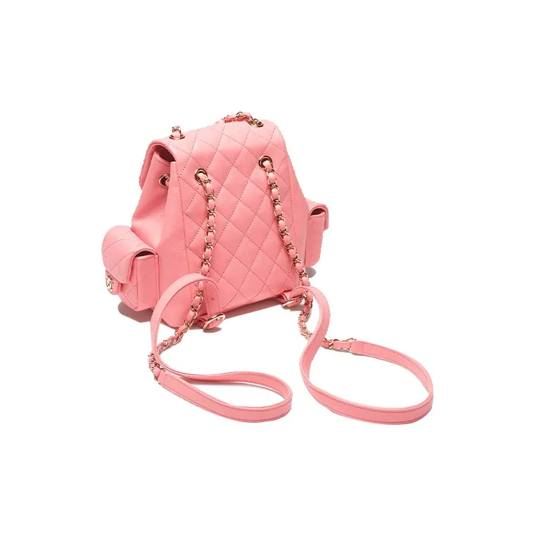 CHANEL Grain Embossed Shiny Calfskin Backpack Trumpets Women's Coral Pink-2