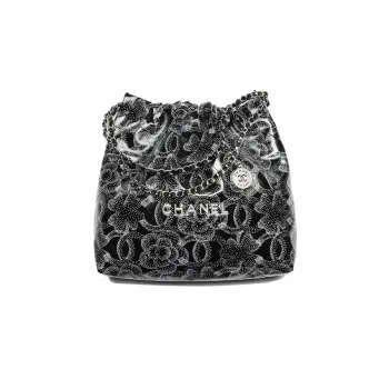 CHANEL Calfskin Bucket Bag, Shoulder Bag, Crossbody Bag, Handbag Women's Black & White