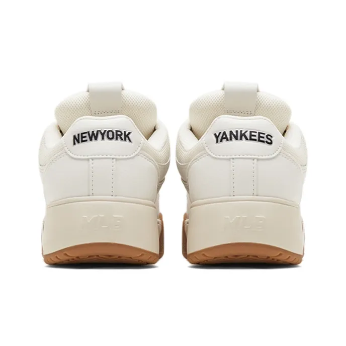 MLB Chunky Wide Low Top Skateboard Shoes Unisex White Beige-4
