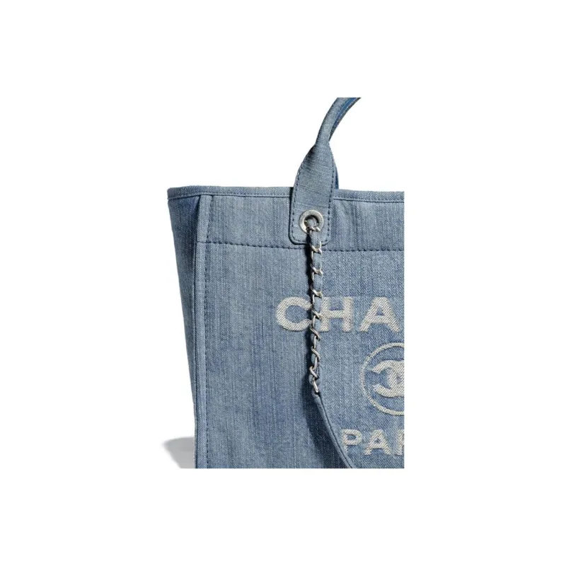 CHANEL Denim Beach Bag, Tote Bag, Shopping Bag, Shoulder Bag, Handbag Tubas Women's Blue-1