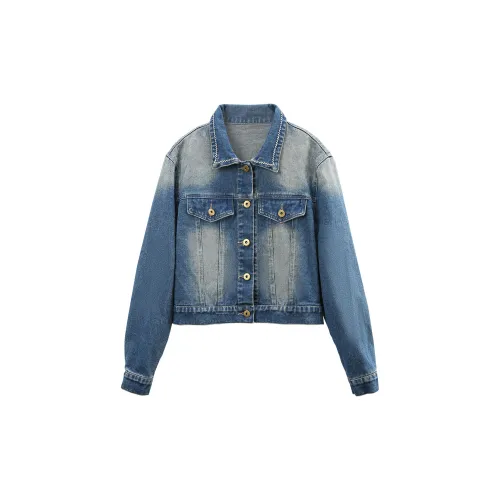 A paradise for awakening Cropped Coats Women's Denim Blue