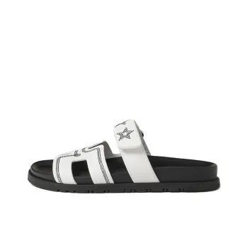 HERMES Chypre Rubber Sole Slide Slippers Women's White