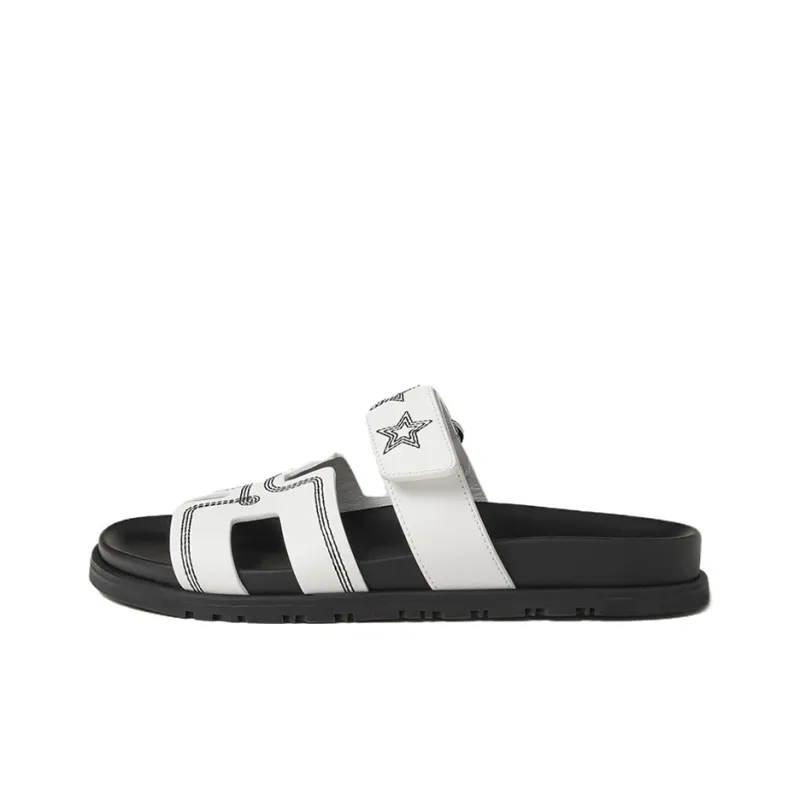 HERMES Chypre Rubber Sole Slide Slippers Women's White-0