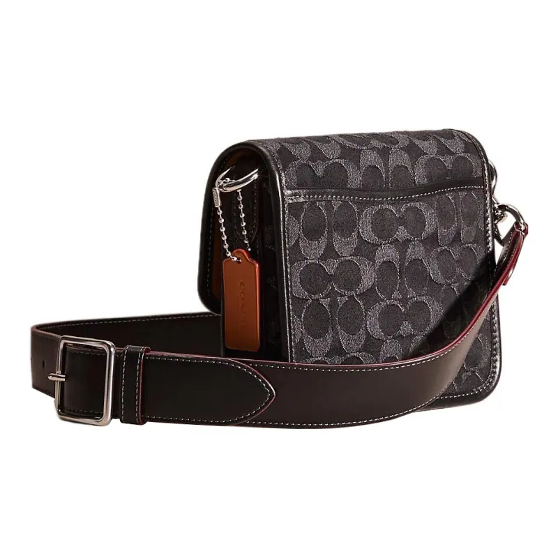 COACH Frankie Denim With Leather Shoulder Bag Crossbody Bag Small Size Men's Black-1