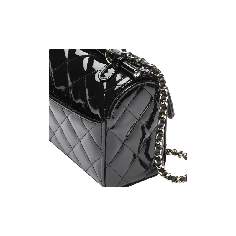 CHANEL Calf Patent Leather Shoulder Bag, Crossbody Bag, Handbag Trumpets Women's Black-2