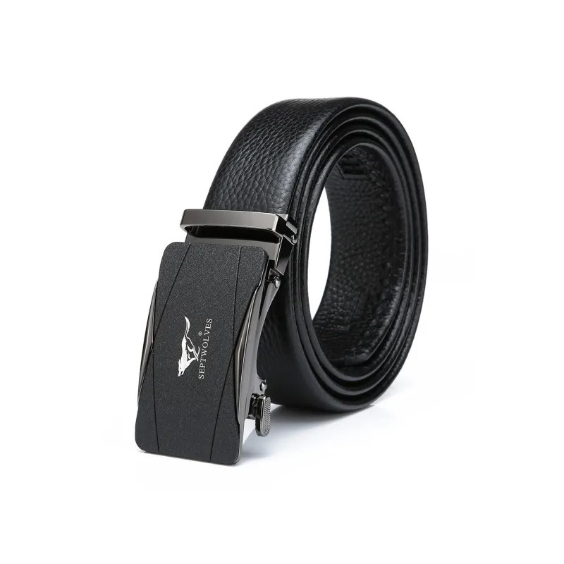 SEPTWOLVES Cow Leather Automatic Buckle Belt Men's Width 3.5cm-0
