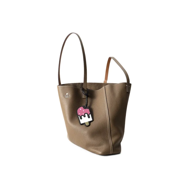 CASSILE Cow Leather Mother Daughter Bucket Bag, Shoulder Bag, Handbag Large Size Women's Camel/Black-2