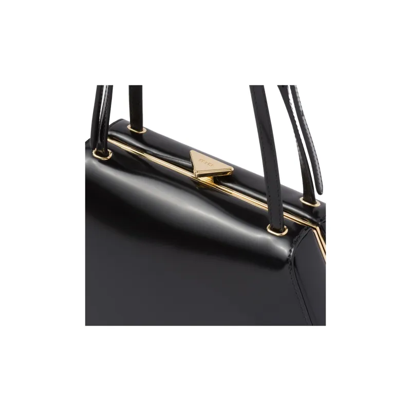 PRADA Leather One Shoulder Handbags Medium Size Women's Black-5