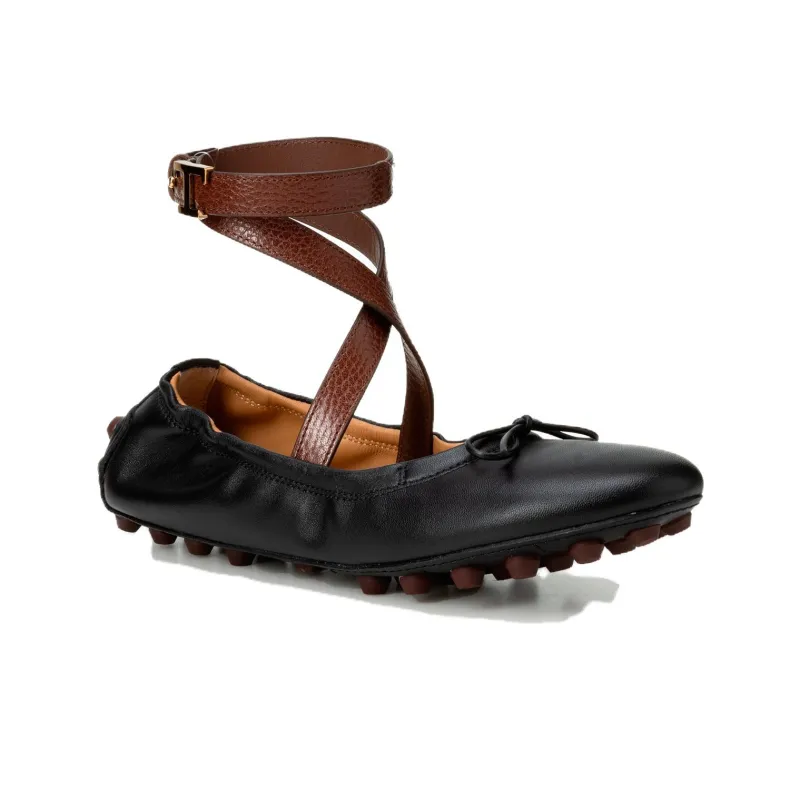 TOD'S Gommino Wraparound Style Ballerina Shoes Women's-2