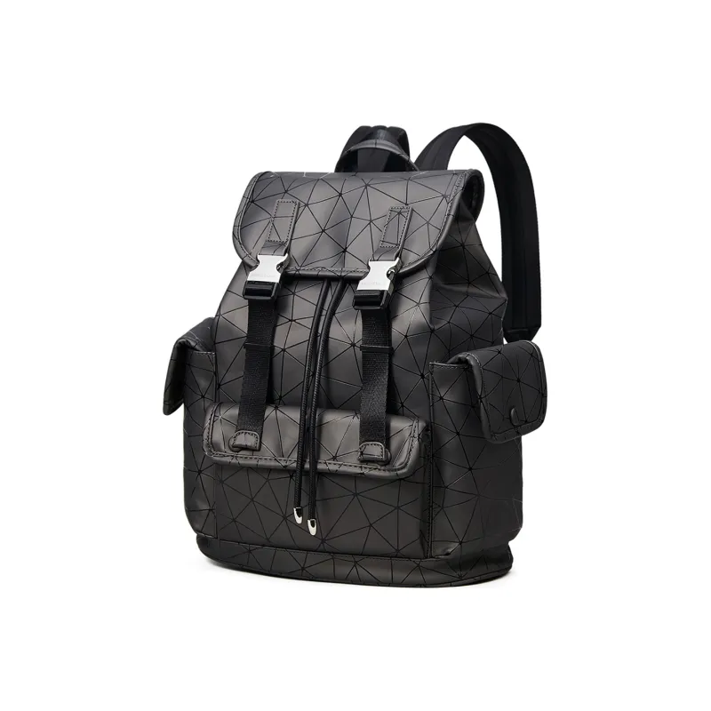 Slazenger Wear Resistant PU Soft Leather Backpack Large Size Unisex Hexagonal Dark Gray Brown-1