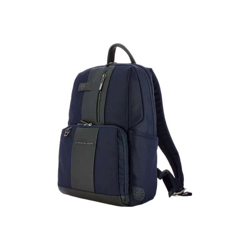 PIQUADRO Leather With Nylon Backpack Regular Unisex Blue-2