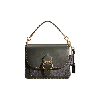 COACH Beat Suede Bonded Leather Portable Crossbody Bag Shoulder Bag Medium Size Women's Amazon Green
