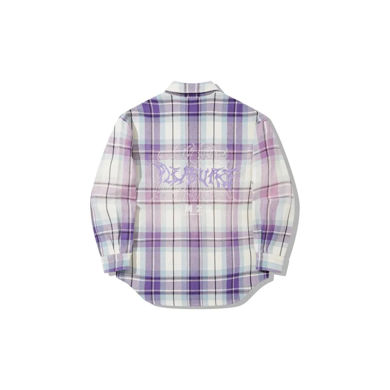 Pleasures X LiNing Shirts Men Ultraviolet Forget Me Not Blue Plaid Color Set-1