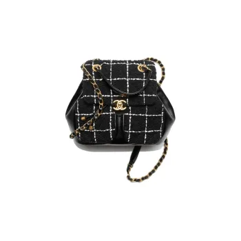 CHANEL Wool Twill Soft Woolen, Etc. Backpack Women's Black