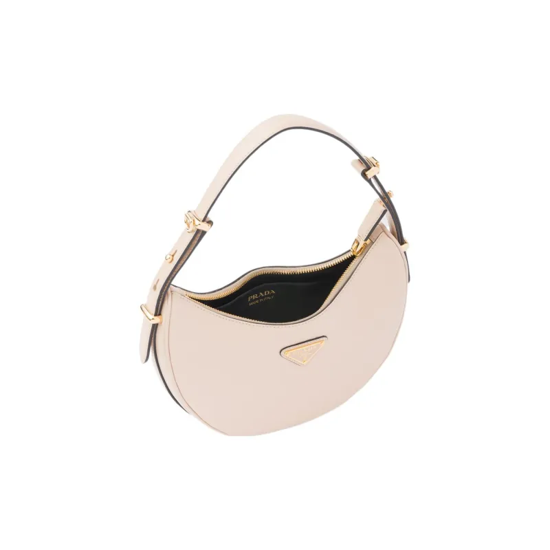 PRADA Arque Leather Shoulder Bag Women's Flesh Pink-3